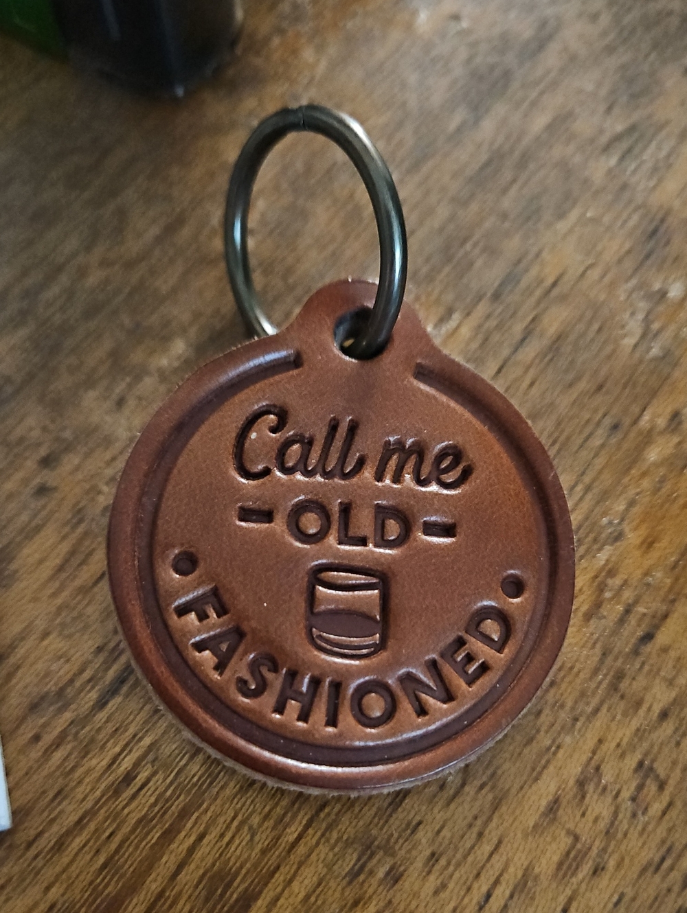Call Me Old Fashioned Leather Keychain - Brown